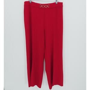 Nanette Lepore Pants Womens 14 Red Wide Leg Stretch Office Business Career Crepe